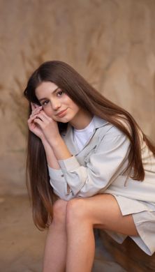 Лляні літні комплекти ( Сорочка+шорти) для дівчат |Сірий|104-110 см|